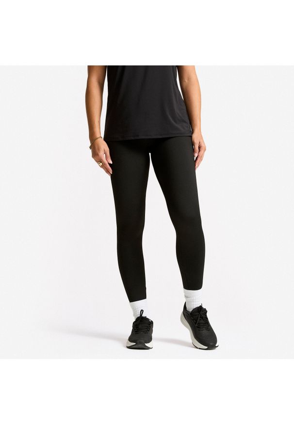 Decathlon - Legginsy fitness damskie Domyos 100 Basic. Kolor: czarny. Materiał: poliester, elastan, materiał. Sport: fitness