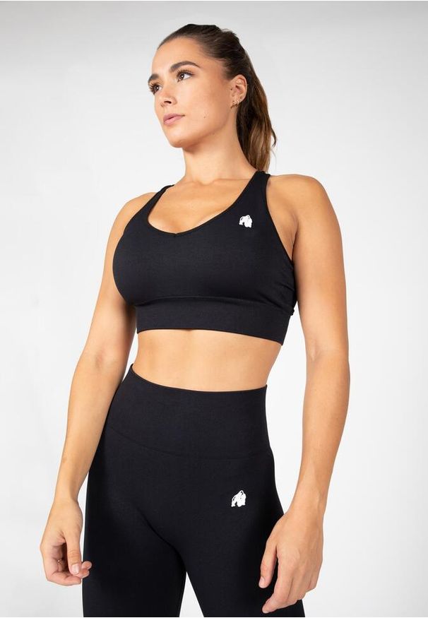 GORILLA WEAR - Hilton Bezszwowe Biustonosz sportowy - Czarny. Kolor: czarny. Sport: fitness