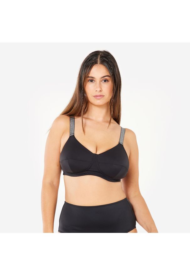 Góra kostiumu kąpielowego damska Decathlon Astrid. Kolor: czarny. Materiał: elastan, poliamid, materiał