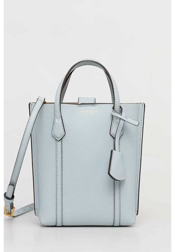 Tory Burch torebka skórzana kolor niebieski. Kolor: niebieski. Materiał: skórzane