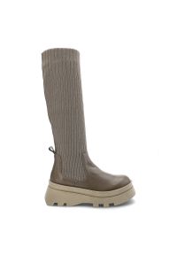Szare Kozaki Artiker Damskie Wygodne Modne Buty. Okazja: na co dzień. Zapięcie: bez zapięcia. Kolor: szary. Szerokość cholewki: normalna. Wzór: aplikacja. Materiał: materiał, skóra. Obcas: na obcasie. Styl: casual. Wysokość obcasa: średni