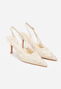 Born2be - Jasnobeżowe Sandały na Szpilce z Haftowanym Wzorem Iphiserris. Zapięcie: sprzączka. Kolor: beżowy. Materiał: jeans. Wzór: haft. Obcas: na szpilce. Styl: klasyczny #9