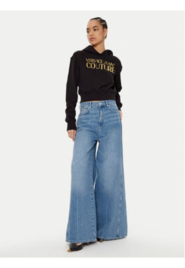 Versace Jeans Couture Bluza 78HAIT01 Czarny Regular Fit. Typ kołnierza: kołnierzyk włoski. Kolor: czarny. Materiał: bawełna