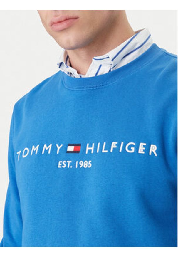 TOMMY HILFIGER - Tommy Hilfiger Bluza Logo MW0MW11596 Niebieski Regular Fit. Kolor: niebieski. Materiał: syntetyk