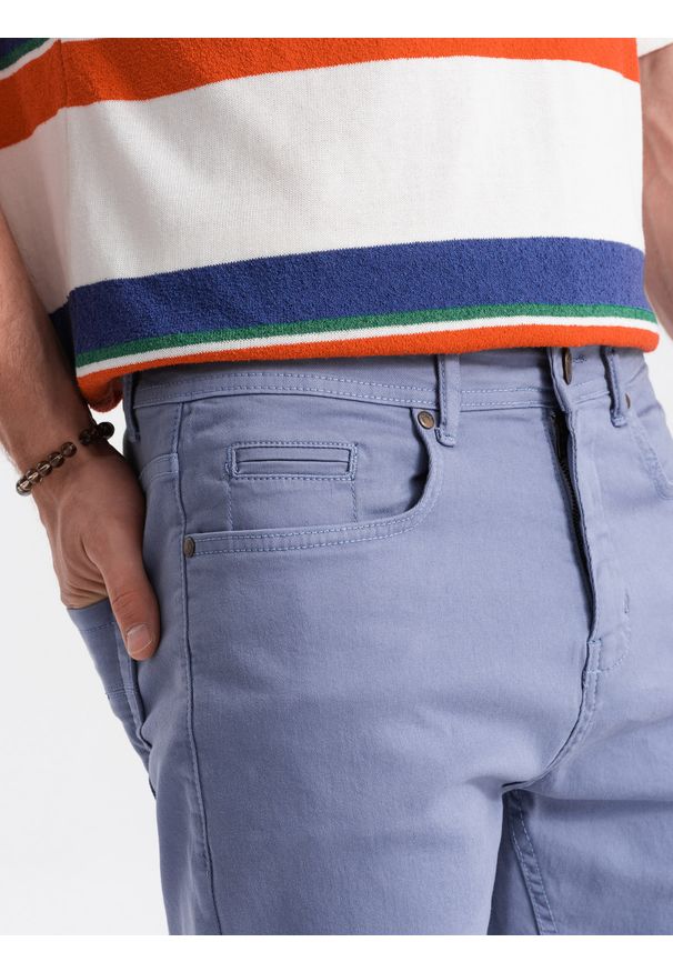 Ombre Clothing - Szorty męskie CHINO - jasnoniebieskie V15 - Rozmiar: M. Okazja: na co dzień. Kolor: niebieski. Materiał: elastan, bawełna. Długość: krótkie. Styl: casual