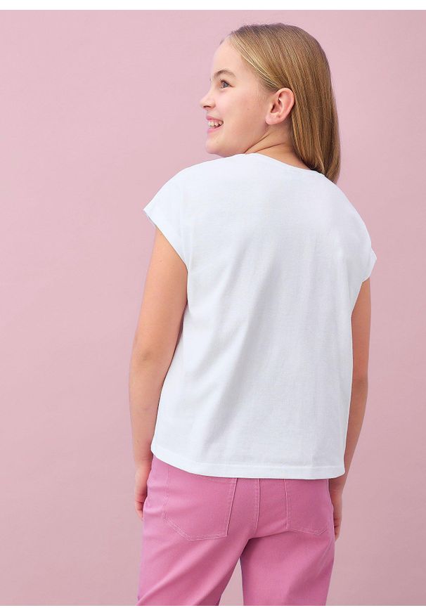 bonprix - T-shirt z czystej bawełny organicznej. Kolor: biały. Materiał: bawełna. Wzór: nadruk