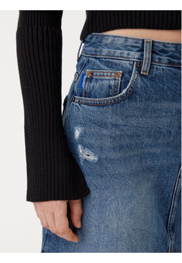 Hugo - HUGO Spódnica jeansowa 50531699 Niebieski Regular Fit. Kolor: niebieski. Materiał: bawełna
