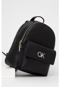Calvin Klein plecak damski kolor czarny mały gładki. Kolor: czarny. Wzór: gładki #5