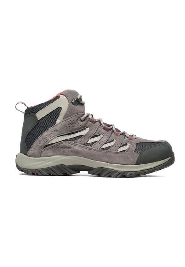 columbia - Buty trekkingowe damskie Columbia Crestwood Mid Waterproof. Wysokość cholewki: za kostkę. Zapięcie: sznurówki. Kolor: szary, wielokolorowy. Materiał: skóra, zamsz, materiał. Szerokość cholewki: normalna. Styl: sportowy