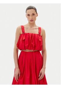 Pinko - PINKO Top 105176 A2LD Czerwony Regular Fit. Kolor: czerwony. Materiał: syntetyk #6