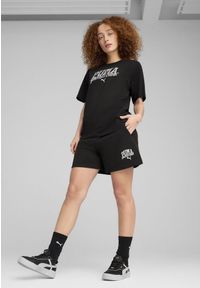 Puma - Damska koszulka PUMA CLASS o luźnym kroju PUMA Black. Kolor: czarny. Materiał: guma. Wzór: nadruk