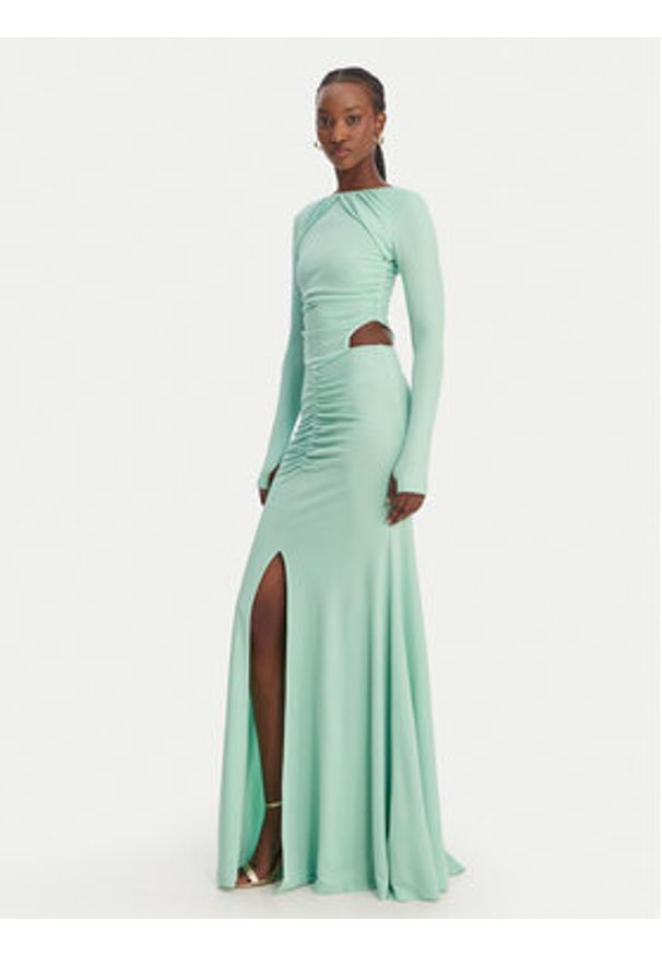 Just Cavalli Sukienka wieczorowa 80PAO922 J0253 Niebieski Slim Fit. Kolor: niebieski. Materiał: syntetyk. Styl: wizytowy