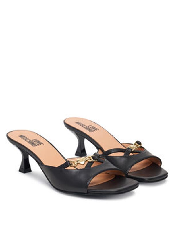 Love Moschino - LOVE MOSCHINO Klapki JA28105G1OIE0000 Czarny. Kolor: czarny. Materiał: skóra