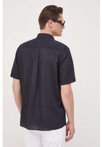 Liu Jo koszula z domieszką lnu kolor granatowy regular z kołnierzykiem klasycznym. Typ kołnierza: kołnierzyk klasyczny. Kolor: niebieski. Materiał: len. Styl: klasyczny #4