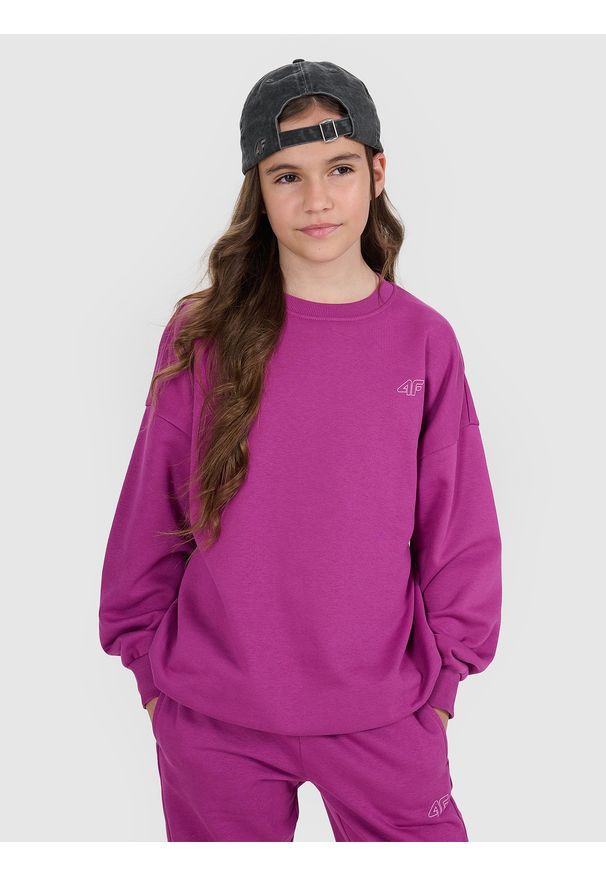 4f - 4F Komplet dresowy dziecięcy - różowy 146/152 (10-12 lat). Okazja: na co dzień. Typ kołnierza: bez kaptura. Kolor: różowy. Materiał: dresówka. Długość: długie. Wzór: gładki, ze splotem. Sezon: lato. Styl: młodzieżowy, klasyczny, casual, sportowy