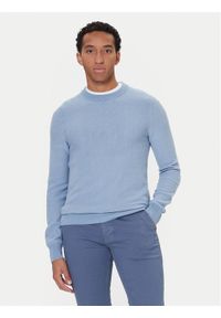 BOSS Sweter Klapok 50548673 Błękitny Regular Fit. Kolor: niebieski. Materiał: bawełna