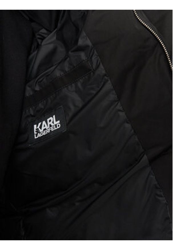 Karl Lagerfeld - KARL LAGERFELD Parka 455003 544515 Czarny Regular Fit. Typ kołnierza: dekolt w karo. Kolor: czarny. Materiał: bawełna