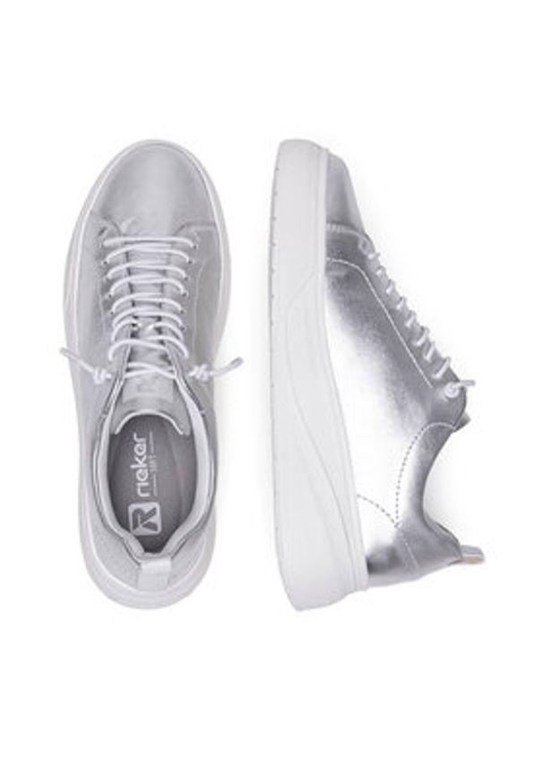 Rieker Revolution Lifestyle Półbuty W2301-90 Srebrny. Kolor: srebrny. Materiał: skóra