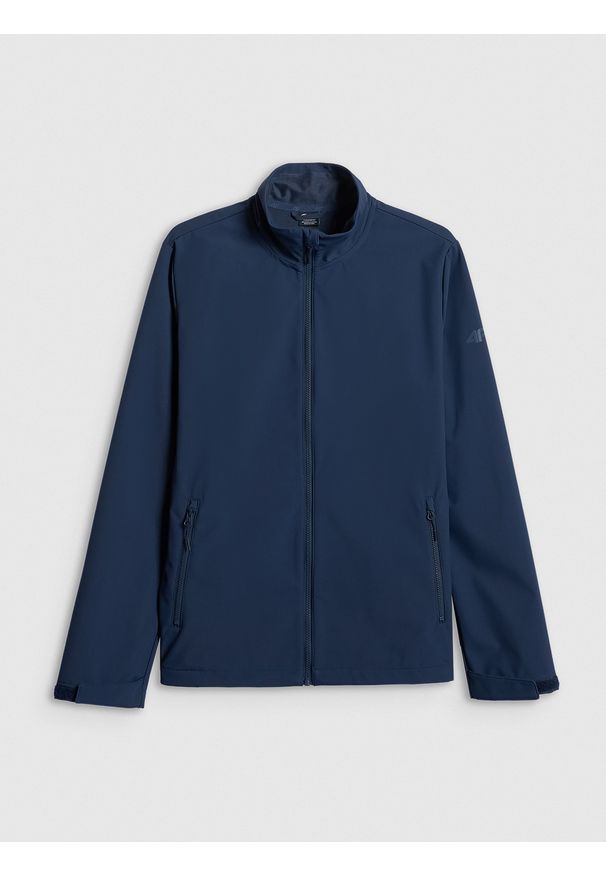 4f - 4F Kurtka softshell wiatroodporna membrana 5000 męska - granatowa M. Typ kołnierza: kołnierzyk stójkowy. Kolor: niebieski. Materiał: softshell. Sport: turystyka piesza