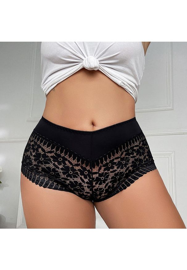 Intica - Koronkowe szorty z ozdobnym wykończeniem na specjalne okazje Vaira. Kolor: czarny. Materiał: koronka. Wzór: koronka