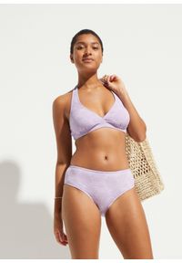 bonprix - Biustonosz bikini z ramiączkami łączonymi na szyi. Kolor: fioletowy. Materiał: materiał #1