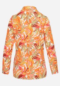 Born2be - Pomarańczowa Klasyczna Koszula we Florystyczny Wzór z Guzikami Cairissa. Kolor: pomarańczowy. Sezon: lato. Styl: klasyczny #4
