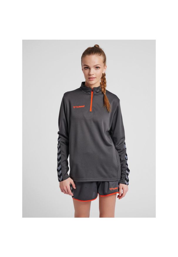 Bluza do piłki nożnej damska Hummel demi-zip hml AUTHENTIC. Kolor: szary