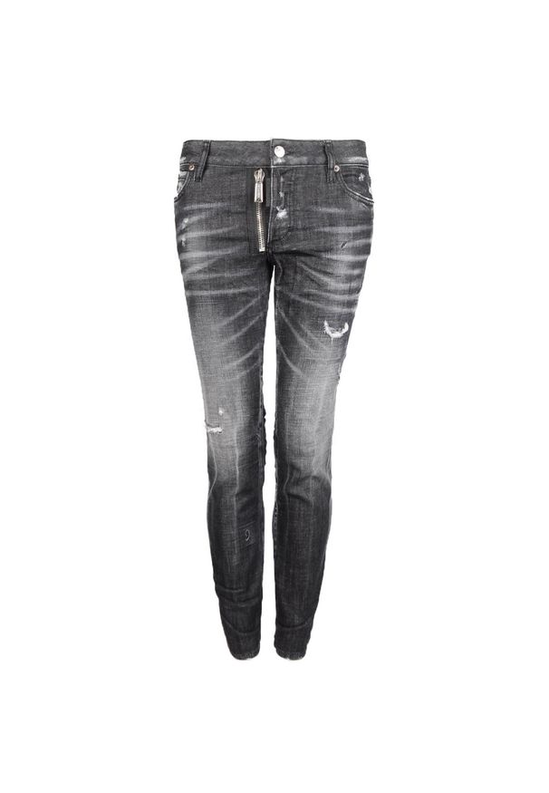 Czarne jeansy DSQUARED2 do kostek, z aplikacjami