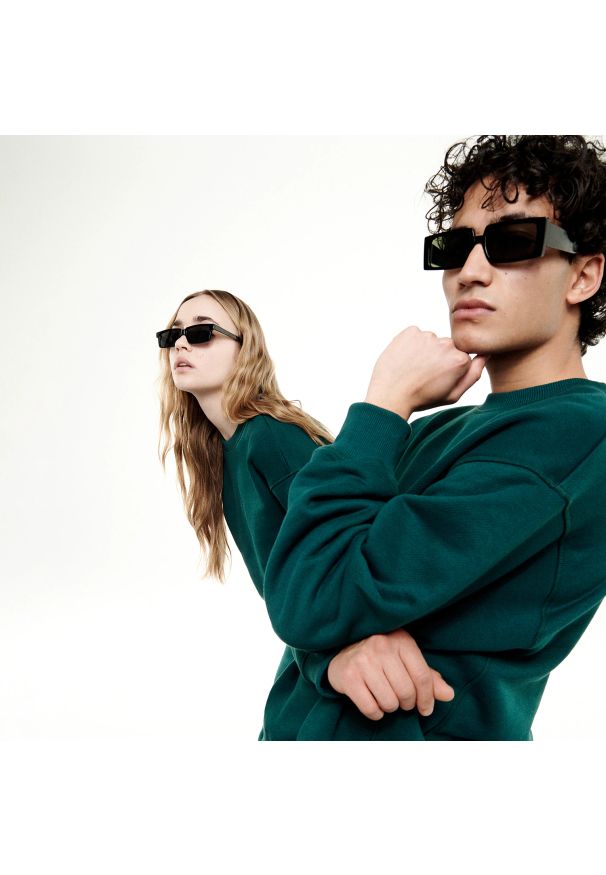 Reserved - UNISEX Bluza z bawełną organiczną - Turkusowy. Kolor: turkusowy. Materiał: bawełna