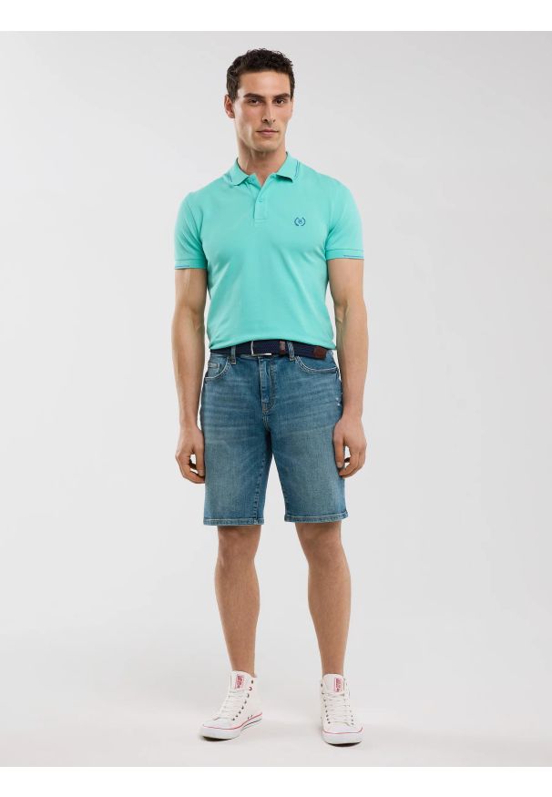 Big-Star - Szorty męskie jeansowe niebieskie Aden 496. Kolor: niebieski. Materiał: jeans