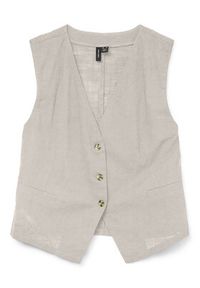 Vero Moda Kamizelka Caia 10333795 Beżowy Regular Fit. Kolor: beżowy. Materiał: bawełna #4
