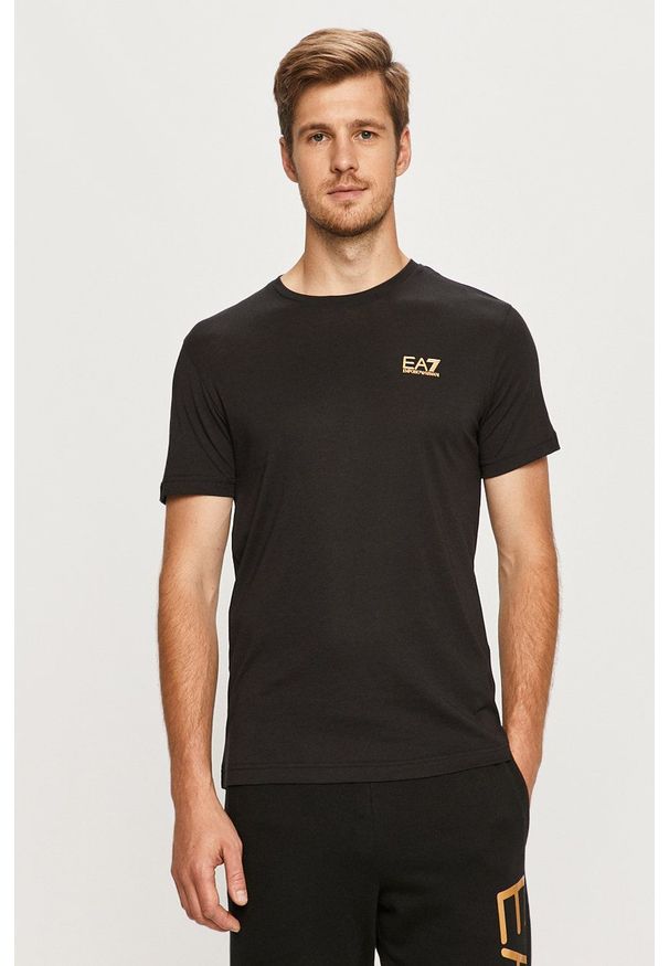 EA7 Emporio Armani - T-shirt. Okazja: na co dzień. Kolor: czarny. Materiał: dzianina. Styl: casual