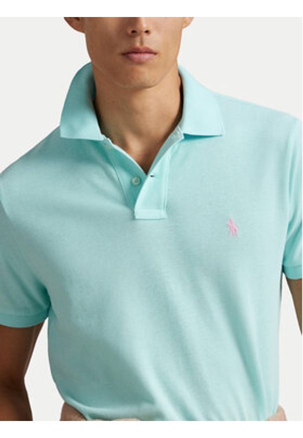 Polo Ralph Lauren Polo 710536856500 Turkusowy Slim Fit. Typ kołnierza: polo. Kolor: turkusowy. Materiał: bawełna