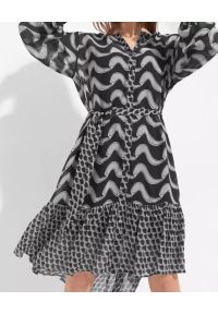 HERZEN'S ANGELENGEHEIT - Czarna sukienka we wzory. Kolor: szary. Materiał: materiał, wiskoza. Długość rękawa: długi rękaw. Długość: midi