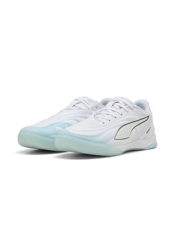 Puma - Buty halowe unisex IBERO PUMA White Aqua Fizzy Light Sea Glass Blue Yellow. Kolor: niebieski, wielokolorowy, biały, żółty. Sport: piłka nożna