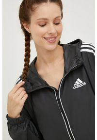 adidas Performance kurtka damska kolor czarny przejściowa oversize. Kolor: czarny. Materiał: materiał #4
