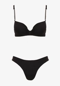 Renee - Czarne Bikini Usztywniany Biustonosz z Cyrkoniami i Spodenki Kąpielowe Wykończone Gumką w Pasie Rilamia. Kolor: czarny. Wzór: aplikacja #6