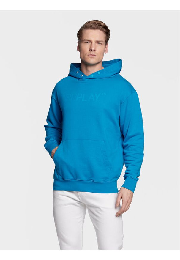 Replay Bluza M6265A.000.23358P Niebieski Regular Fit. Kolor: niebieski. Materiał: bawełna
