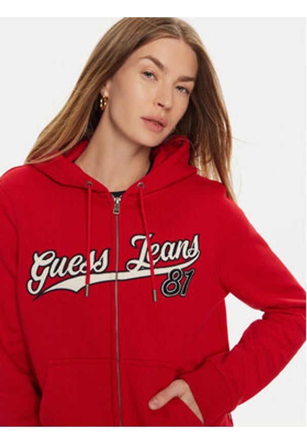 Guess Jeans Bluza W4BQ03 KC811 Czerwony Regular Fit. Kolor: czerwony. Materiał: bawełna