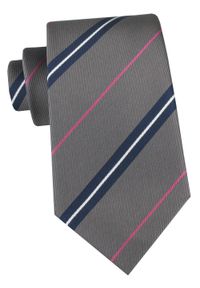 Klasyczny Krawat Klubowy - Alties - Popielato-Beżowy w Prążek. Kolor: brązowy, beżowy, wielokolorowy. Materiał: tkanina. Wzór: prążki. Styl: klasyczny #1