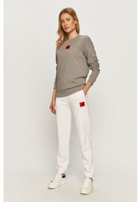Hugo - Spodnie. Kolor: biały. Materiał: bawełna, dzianina. Wzór: gładki #4