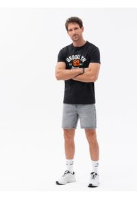 Ombre Clothing - T-shirt męski bawełniany z nadrukiem - czarny V4 OM-TSPT-0126 - XXL. Kolor: czarny. Materiał: bawełna. Długość rękawa: krótki rękaw. Długość: krótkie. Wzór: nadruk. Styl: klasyczny #3