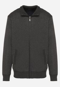 Born2be - Ciemnoszary Ocieplany Kardigan z Wełną Zapinany na Suwak Acendrie. Okazja: na spotkanie biznesowe, na co dzień. Kolekcja: plus size. Kolor: szary. Materiał: wełna. Styl: klasyczny, biznesowy, casual