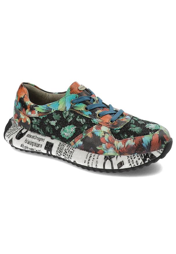 Kolorowe Sneakersy Laura Vita Buty Premium. Okazja: na co dzień. Materiał: materiał, skóra, tkanina. Wzór: kolorowy. Styl: casual