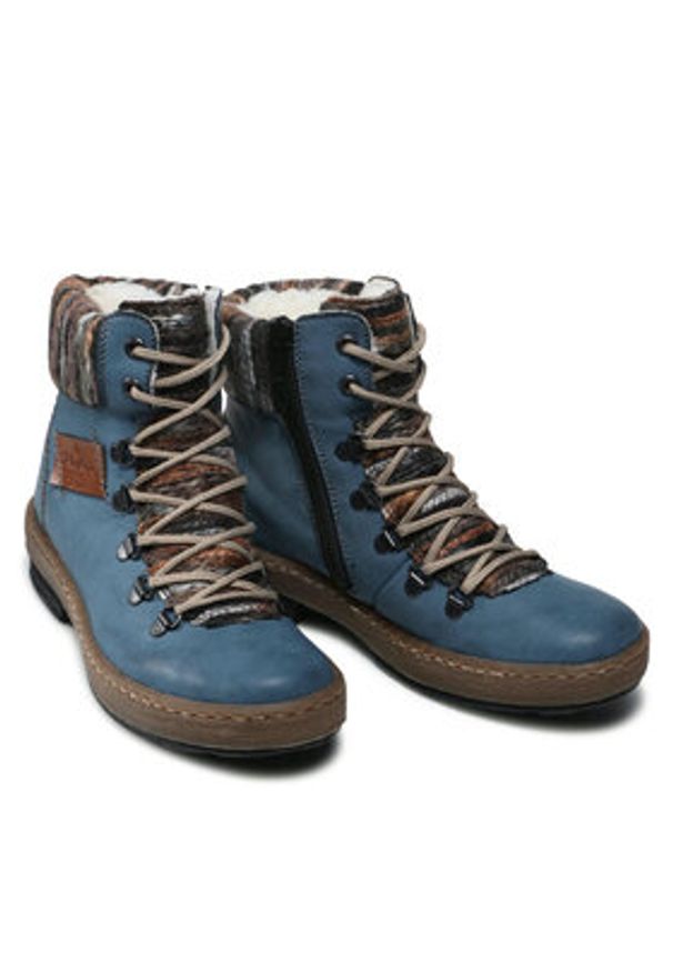 Rieker Trzewiki Z6743-14 Niebieski. Kolor: niebieski. Materiał: skóra