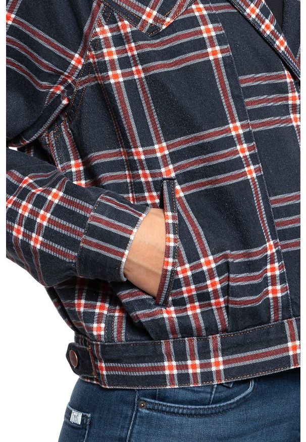 Wrangler - DAMSKA KURTKA JEANSOWA WRANGLER 80´S JACKET INDIGO CHECK W404WZ89M 112128697. Materiał: jeans