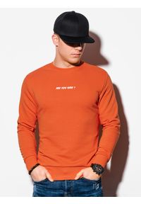 Ombre Clothing - Bluza męska bez kaptura z nadrukiem B1215 - pomarańczowa - XXL. Typ kołnierza: bez kaptura. Kolor: pomarańczowy. Materiał: bawełna, poliester. Wzór: nadruk #1
