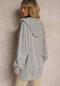 Renee - Szara Rozpinana Bluza z Kapturem Wykończona Polarem i Ściągaczem Bachetta. Okazja: na co dzień. Typ kołnierza: kaptur. Kolor: szary. Materiał: polar. Długość rękawa: długi rękaw. Długość: długie. Styl: sportowy, klasyczny, elegancki, casual #3