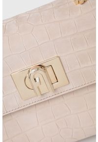 Furla torebka skórzana kolor beżowy. Kolor: beżowy. Materiał: skórzane #2