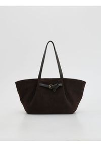 Reserved - Torebka shopper z imitacji zamszu - ciemnobrązowy. Kolor: brązowy. Materiał: zamszowe #1